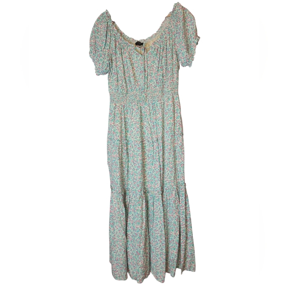 J. CREW Puff Sleeve Ditsy Tiered Midi Ruffle Floral Dress, size 6 - Picture 14 of 14
